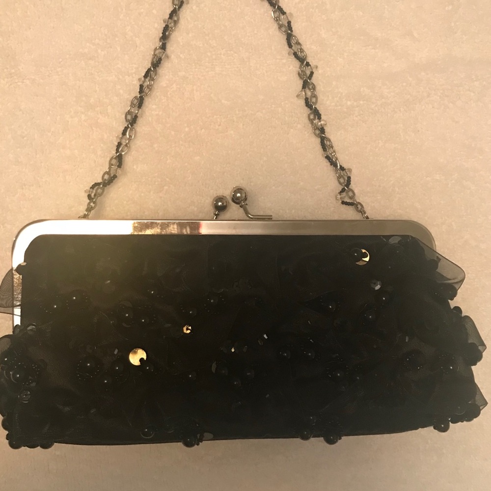 NWOT- Lovely Black Evening Clutch w/ Embellishment